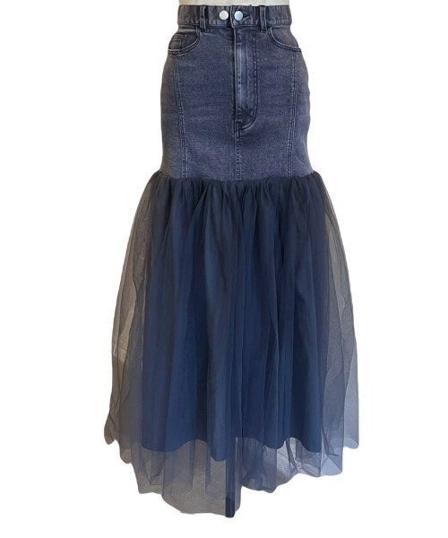専用　Tulle Combo Skirt　デニム　スカート PRANK PROJECT - 【残り一点】Tulle Combo Skirt | ACRMTSM