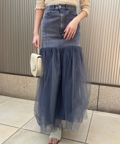 専用　Tulle Combo Skirt　デニム　スカート PRANK PROJECT - 【残り一点】Tulle Combo Skirt | ACRMTSM