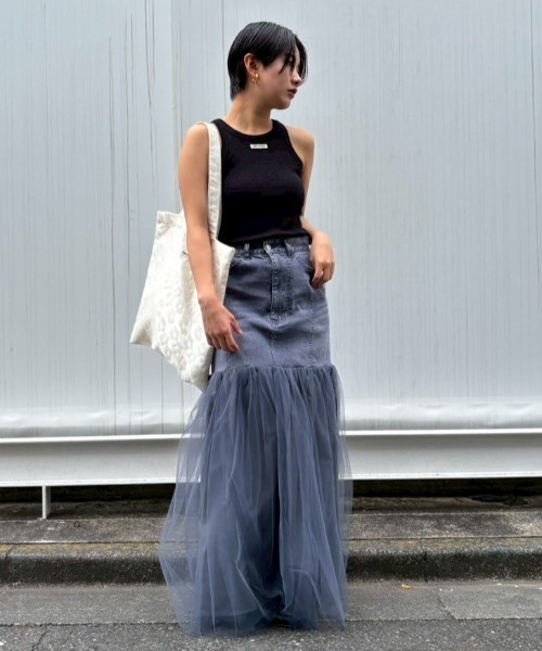 セール】denim tulle skirt（デニムスカート）｜HONEY MI HONEY