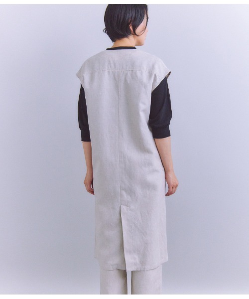 SIPULI（シプリ）の「Linen Chambray ロングジレワンピース（ワンピース・レディース・アイボリー/ブラウン・2）」の5枚目の写真