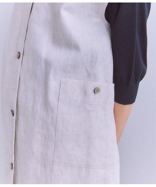 SIPULI（シプリ）の「Linen Chambray ロングジレワンピース（ワンピース・レディース・アイボリー/ブラウン・2）」の9枚目の写真