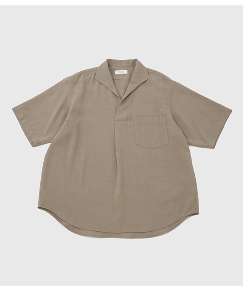 ADAM ET ROPE'(アダムエロペ)の「【WEB限定】リネンライク フロントタック スキッパーシャツ / 防シワ / ユニセックス(シャツ/ブラウス・メンズ・オフホワイト/ブラウン系その他2/ブラック・M/L)」の3枚目の写真