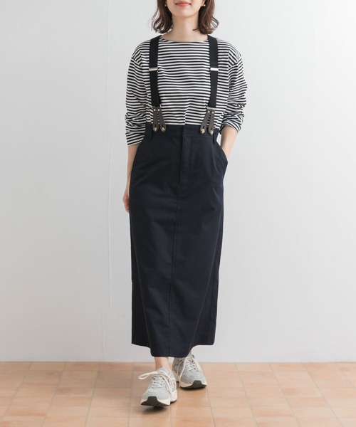 URBAN RESEARCH DOORS（アーバンリサーチドアーズ）の「サスペンダートラペーズスカート（スカート・レディース・ネイビー/ベージュ・MEDIUM）」の3枚目の写真
