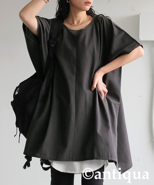 セール】リネンVネックポンチョ（その他トップス）｜antiqua
