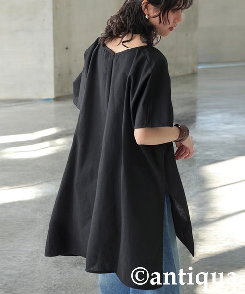 セール】リネンVネックポンチョ（その他トップス）｜antiqua