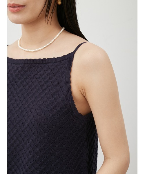 Mila Owen(ミラオーウェン)の「【セットアップ対応】クロシェアンサンブルキャミニットトップス(キャミソール・レディース・ホワイト/ネイビー/イエロー・FREE)」の11枚目の写真