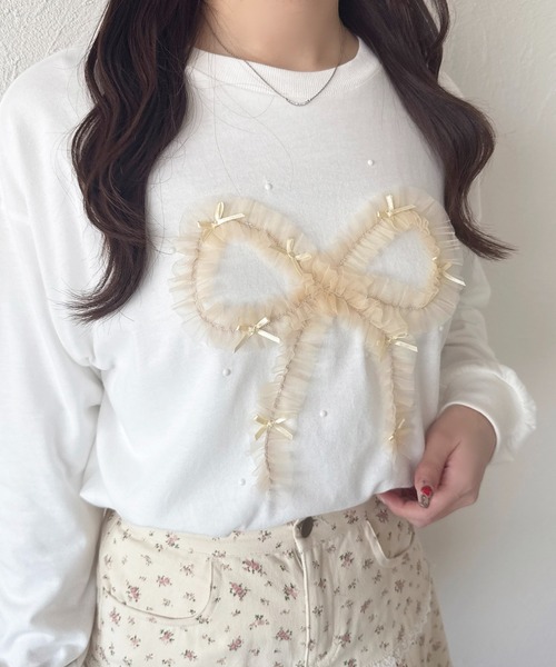 apres jour(アプレジュール)の「アソートリボンロンT(Tシャツ/カットソー・レディース・ブルー/オレンジ/イエロー/ピンク・フリー/X-LARGE)」の21枚目の写真