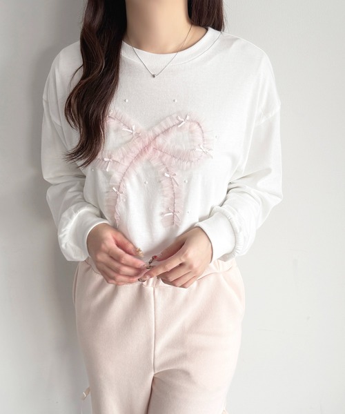 apres jour(アプレジュール)の「アソートリボンロンT(Tシャツ/カットソー・レディース・ブルー/オレンジ/イエロー/ピンク・フリー/X-LARGE)」の15枚目の写真