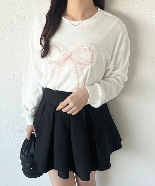 apres jour(アプレジュール)の「アソートリボンロンT(Tシャツ/カットソー・レディース・ブルー/オレンジ/イエロー/ピンク・フリー/X-LARGE)」の8枚目の写真