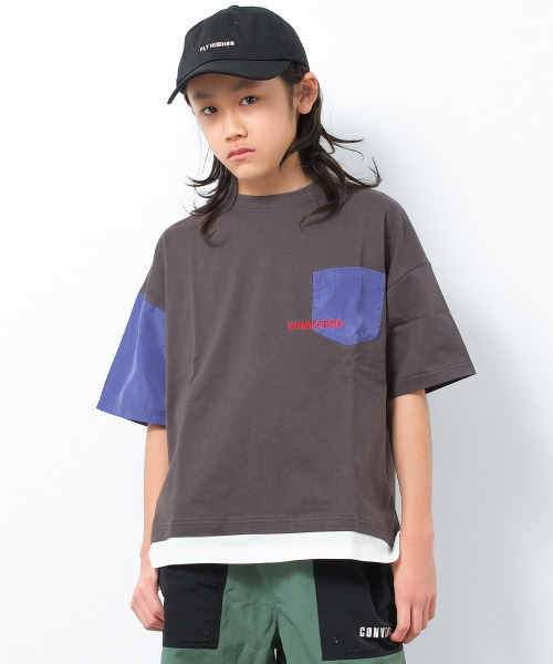 CONVERSE（コンバース）の「CONVERSE 別注フェイクレイヤードポケットTシャツ（Tシャツ/カットソー・キッズ・チャコールグレー/ブラック/ライトグレー・130/140/150/160）」の3枚目の写真