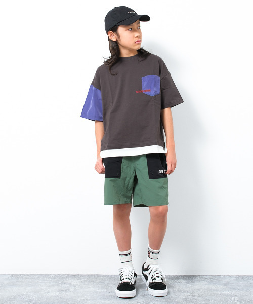 CONVERSE（コンバース）の「CONVERSE 別注フェイクレイヤードポケットTシャツ（Tシャツ/カットソー・キッズ・チャコールグレー/ブラック/ライトグレー・130/140/150/160）」の8枚目の写真