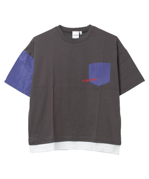CONVERSE（コンバース）の「CONVERSE 別注フェイクレイヤードポケットTシャツ（Tシャツ/カットソー・キッズ・チャコールグレー/ブラック/ライトグレー・130/140/150/160）」の11枚目の写真