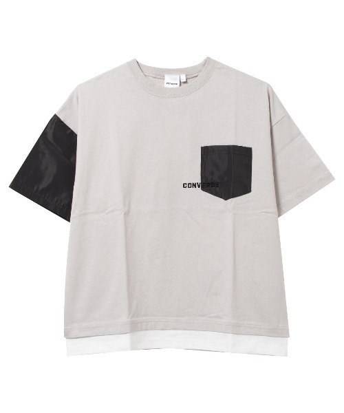 CONVERSE（コンバース）の「CONVERSE 別注フェイクレイヤードポケットTシャツ（Tシャツ/カットソー・キッズ・チャコールグレー/ブラック/ライトグレー・130/140/150/160）」の12枚目の写真