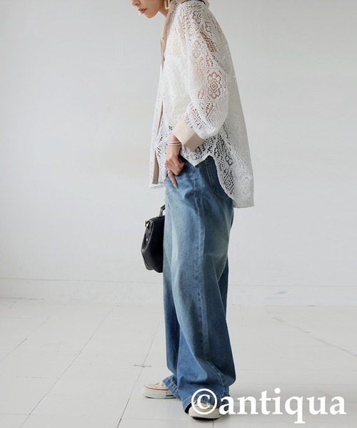 antiqua(アンティカ)の「ブロックレースシャツ(シャツ/ブラウス・レディース・ホワイト/ブラック・ONESIZE)」の10枚目の写真
