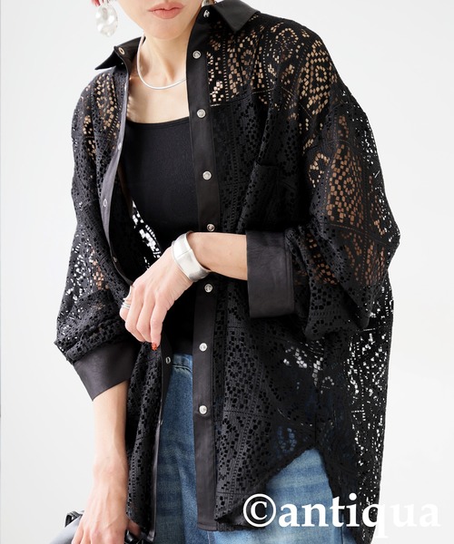 antiqua(アンティカ)の「ブロックレースシャツ(シャツ/ブラウス・レディース・ホワイト/ブラック・ONESIZE)」の13枚目の写真