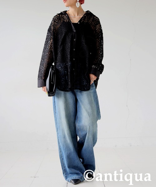 antiqua(アンティカ)の「ブロックレースシャツ(シャツ/ブラウス・レディース・ホワイト/ブラック・ONESIZE)」の14枚目の写真