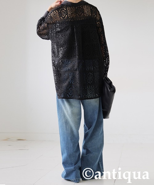 antiqua(アンティカ)の「ブロックレースシャツ(シャツ/ブラウス・レディース・ホワイト/ブラック・ONESIZE)」の16枚目の写真
