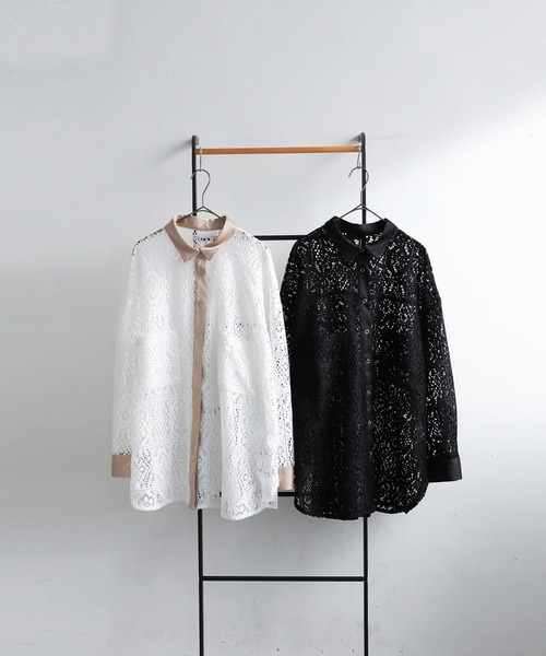 antiqua(アンティカ)の「ブロックレースシャツ(シャツ/ブラウス・レディース・ホワイト/ブラック・ONESIZE)」の18枚目の写真