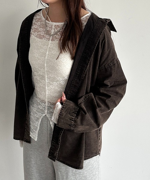 apres jour mignon(アプレジュールミニョン)の「加工シャツ(シャツ/ブラウス・レディース・ダークブルー/ブラック・フリー/X-LARGE)」の13枚目の写真