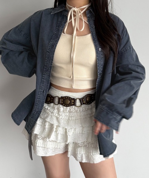 apres jour mignon(アプレジュールミニョン)の「加工シャツ(シャツ/ブラウス・レディース・ダークブルー/ブラック・フリー/X-LARGE)」の6枚目の写真