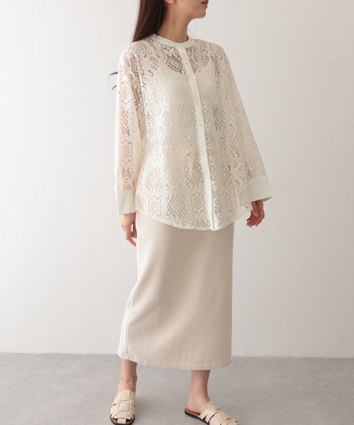 Lace Ladies(レースレディース)の「ウエストイージー リブ ロング タイト スカート(スカート・レディース・ブラック/アイボリー/グレイッシュベージュ/チャコールグレー・S/FREE)」の15枚目の写真
