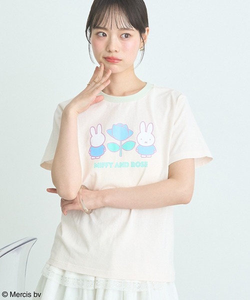 earth music&ecology(アースミュージックアンドエコロジー)の「miffy/earth Rose ringer Tee(Tシャツ/カットソー・レディース・クリーム/ネイビー・FREE)」の10枚目の写真