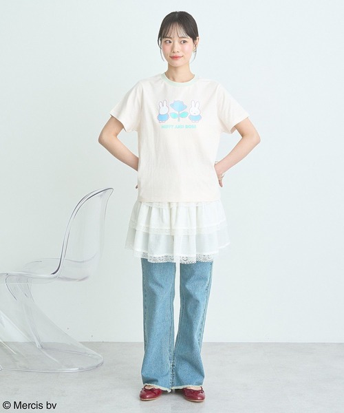 earth music&ecology(アースミュージックアンドエコロジー)の「miffy/earth Rose ringer Tee(Tシャツ/カットソー・レディース・クリーム/ネイビー・FREE)」の14枚目の写真