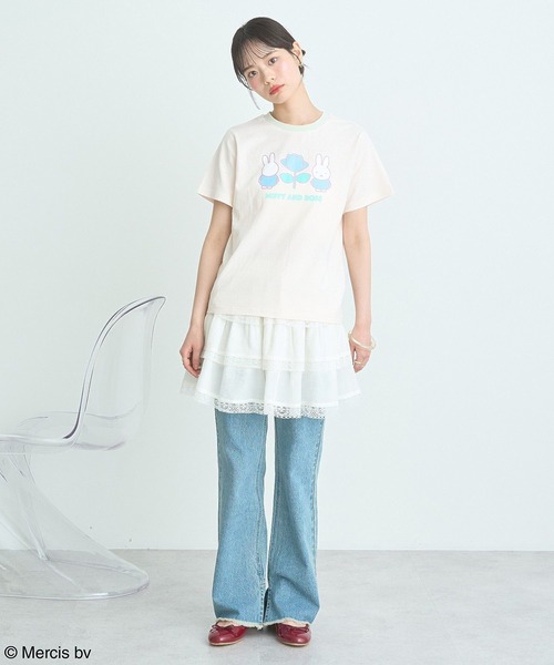 earth music&ecology(アースミュージックアンドエコロジー)の「miffy/earth Rose ringer Tee(Tシャツ/カットソー・レディース・クリーム/ネイビー・FREE)」の15枚目の写真