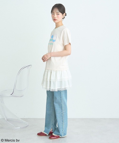 earth music&ecology(アースミュージックアンドエコロジー)の「miffy/earth Rose ringer Tee(Tシャツ/カットソー・レディース・クリーム/ネイビー・FREE)」の16枚目の写真