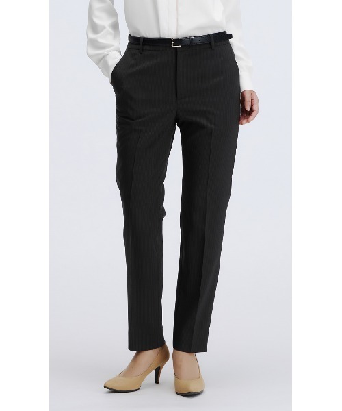 AOYAMA（アオヤマ）の「【洗える・防シワ・ストレッチ】美シルエットを追求！ベーシックテーパードパンツ/ネイビー/ストライプ｜通勤＆オフィス＆入卒＆セレモニー＆オケージョン｜セットアップ着用可・大きいサイズあり｜（スーツパンツ・レディース・ネイビー・5号/7号/9号/11号/13号/15号/17号）」の14枚目の写真