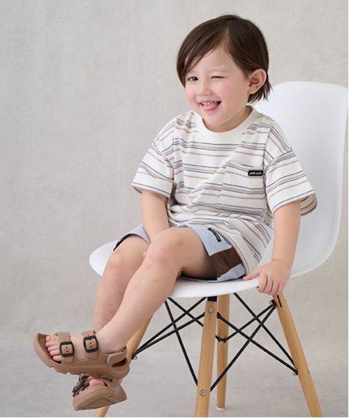 petit main（プティマイン）の「【水陸両用】サイドラインハーフパンツ（スイムグッズ・キッズ・サックスブルー/ダークブルー/ライトベージュ・80ｃｍ/110cm/100cm/120cm/90cm/130cm）」の6枚目の写真