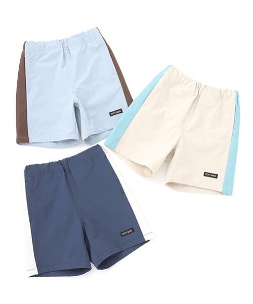 petit main（プティマイン）の「【水陸両用】サイドラインハーフパンツ（スイムグッズ・キッズ・サックスブルー/ダークブルー/ライトベージュ・80ｃｍ/110cm/100cm/120cm/90cm/130cm）」の16枚目の写真