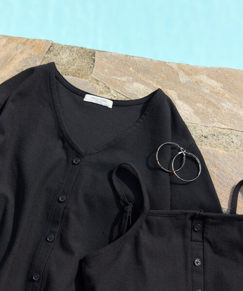 FREAK'S STORE(フリークスストア)の「限定展開 ワッフル ラッシュ セット 水着(カーディガン・キャミ・パンツ)(ラッシュガード・レディース・ブルー/ナチュラル/オリーブ/ブラック・フリ-)」の19枚目の写真