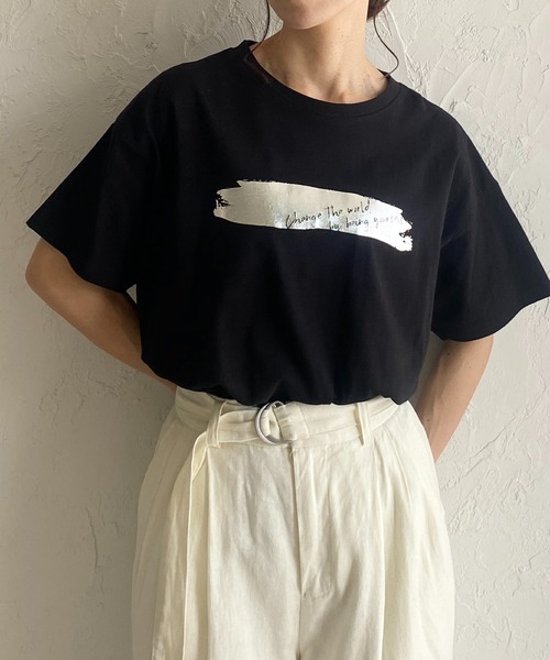 【美品】goa ゴア フェザープリント Tシャツ 半袖 ヴィンテージ セール】ヴィンテージロゴ消し半袖メタリック箔プリントTシャツ