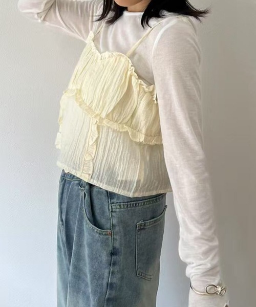 mebole(メボレ)の「フリルキャミビスチェ(キャミソール・レディース・アイボリー/ピンク・FREE)」の6枚目の写真
