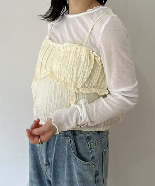mebole(メボレ)の「フリルキャミビスチェ(キャミソール・レディース・アイボリー/ピンク・FREE)」の10枚目の写真