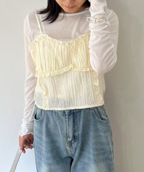 mebole(メボレ)の「フリルキャミビスチェ(キャミソール・レディース・アイボリー/ピンク・FREE)」の14枚目の写真