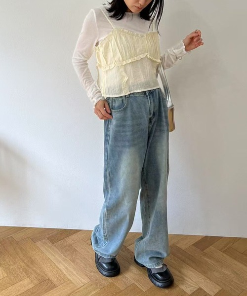 mebole(メボレ)の「フリルキャミビスチェ(キャミソール・レディース・アイボリー/ピンク・FREE)」の20枚目の写真