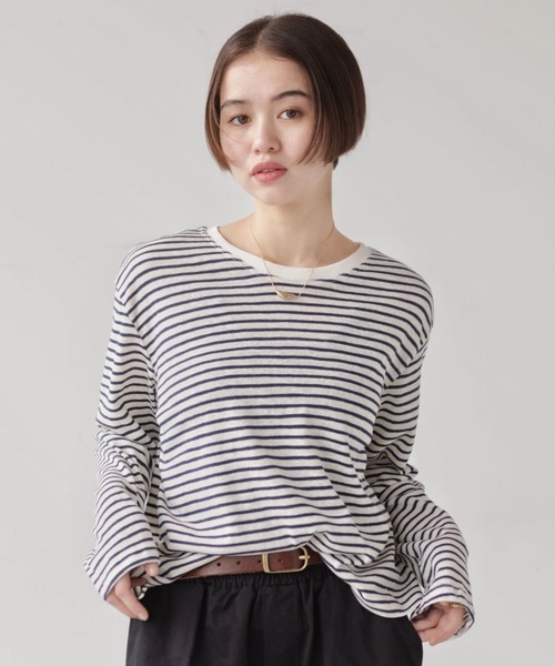 full/fill.(フルフィル)の「ロングスリーブボーダーT(Tシャツ/カットソー・レディース・イエロー/ネイビー・FREE)」の12枚目の写真