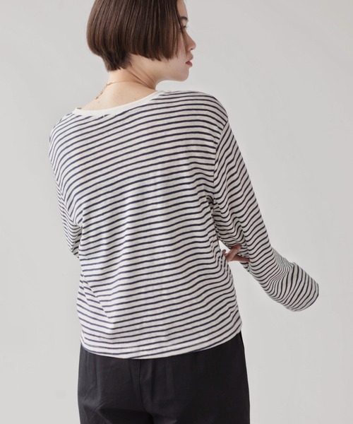 full/fill.(フルフィル)の「ロングスリーブボーダーT(Tシャツ/カットソー・レディース・イエロー/ネイビー・FREE)」の7枚目の写真