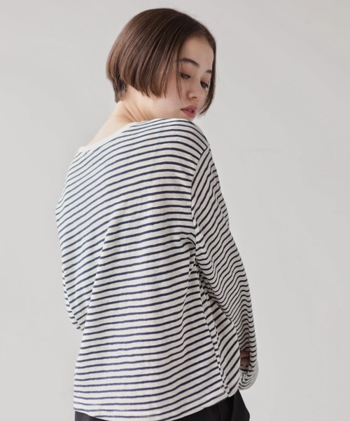 full/fill.(フルフィル)の「ロングスリーブボーダーT(Tシャツ/カットソー・レディース・イエロー/ネイビー・FREE)」の8枚目の写真