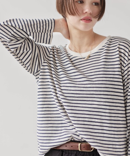 full/fill.(フルフィル)の「ロングスリーブボーダーT(Tシャツ/カットソー・レディース・イエロー/ネイビー・FREE)」の4枚目の写真