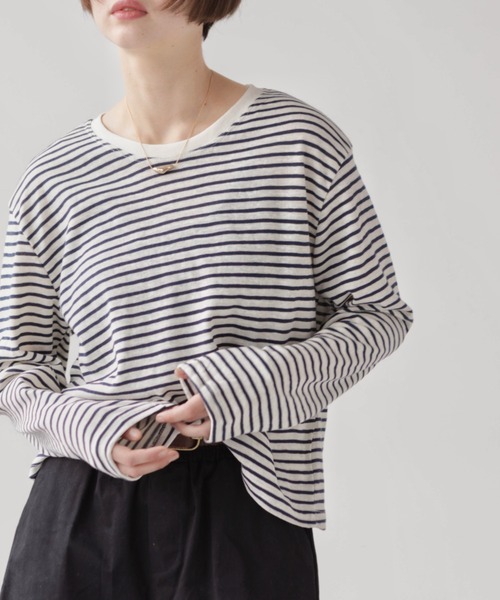 full/fill.(フルフィル)の「ロングスリーブボーダーT(Tシャツ/カットソー・レディース・イエロー/ネイビー・FREE)」の11枚目の写真