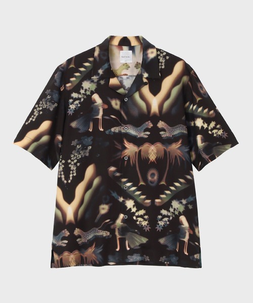 ポールスミス　正規品　半袖シャツ　地球儀柄　美品 Paul Smith ポールスミス シャツ 紺 半袖 地球柄 ワールドマップ