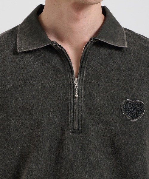 Perushu（ペルーシュ）の「ヴィンテージライクドローストリングZIPポロシャツ（ポロシャツ・メンズ・ライトブラウン/ブラック/ボルドー・LARGE/MEDIUM）」の19枚目の写真