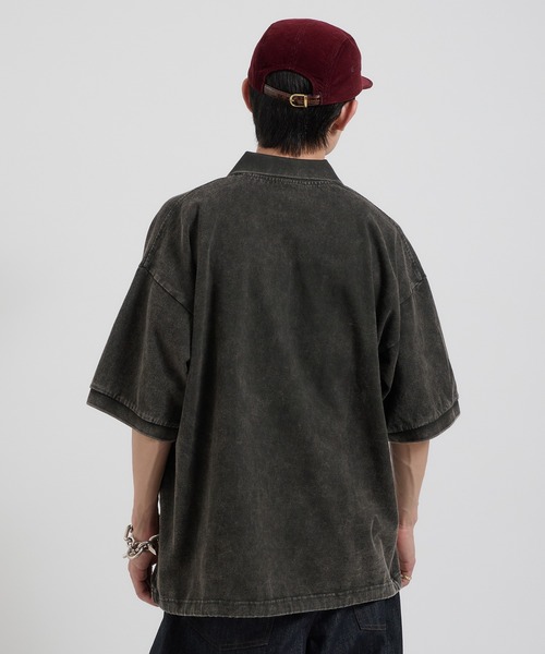 Perushu（ペルーシュ）の「ヴィンテージライクドローストリングZIPポロシャツ（ポロシャツ・メンズ・ライトブラウン/ブラック/ボルドー・LARGE/MEDIUM）」の11枚目の写真