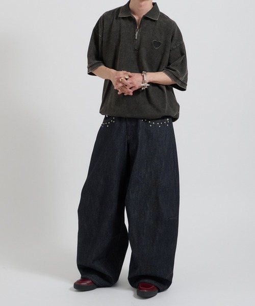 Perushu（ペルーシュ）の「ヴィンテージライクドローストリングZIPポロシャツ（ポロシャツ・メンズ・ライトブラウン/ブラック/ボルドー・LARGE/MEDIUM）」の7枚目の写真