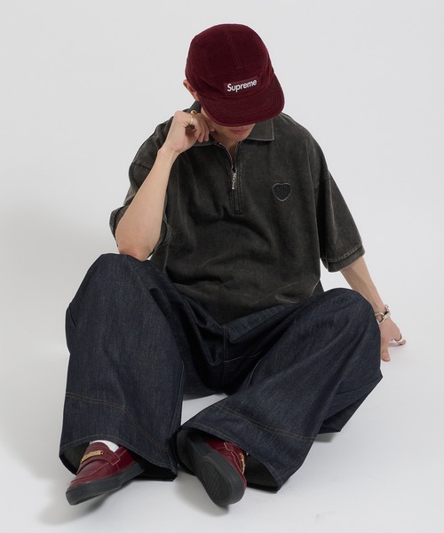 Perushu（ペルーシュ）の「ヴィンテージライクドローストリングZIPポロシャツ（ポロシャツ・メンズ・ライトブラウン/ブラック/ボルドー・LARGE/MEDIUM）」の15枚目の写真