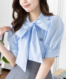 clear | ビッグリボンワンポイント刺繍半袖ブラウス[オフィスカジュアル 着回し抜群 大人 ガーリー]≪2025SS新作≫(シャツ/ブラウス)