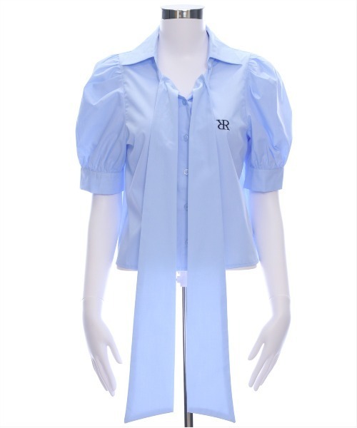 clear（クリア）の「ビッグリボンワンポイント刺繍半袖ブラウス[オフィスカジュアル 着回し抜群 大人 ガーリー]（シャツ/ブラウス・レディース・ピンク/サックスブルー/オフホワイト・F）」の17枚目の写真